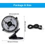KEYNICE USB Desk Fan, 4 Inch Clip on Fan, 2 Speed USB Fan, 360° Rotation Small Corded Fan for Dorm