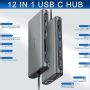 Aceele Docking Station 2 HDMI, 12 in 1 USB C Hub with Dual HDMI 4K