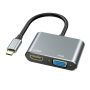 2 in 1 Converter USB C to HDMI + VGA Adapter