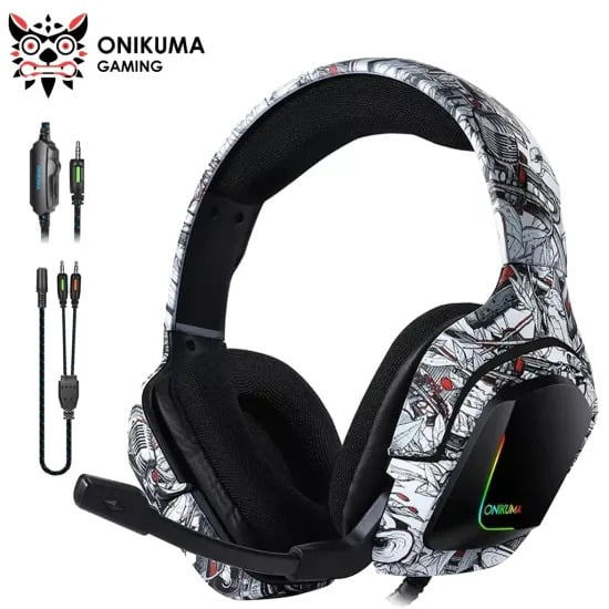 ONIKUMA K20 Wired Gaming Headsets With Microphone RGB Light-0