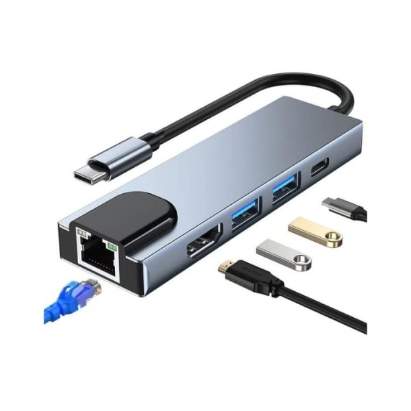 5 In 1 Multiport Type C To USB C 4K HDMI Adapter USB HUB