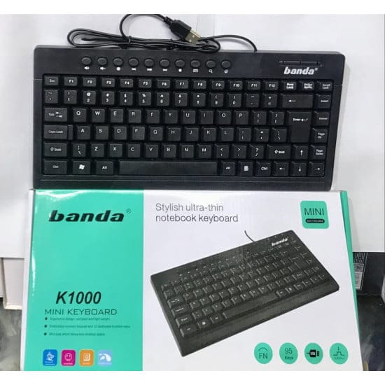 BANDA – K1000 – Mini Multimedia Stylish Ultra Thin Notebook Wired Keyboard