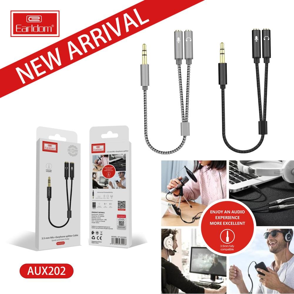 Earldom AUX 202 Mic+ Earphone Splitter
