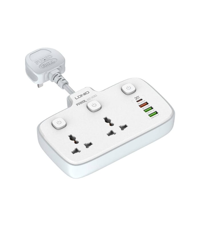 LDNIO SC2413 2 Universal Electrical Outlet with PD & QC 3.0 Fast charger Extension Socket