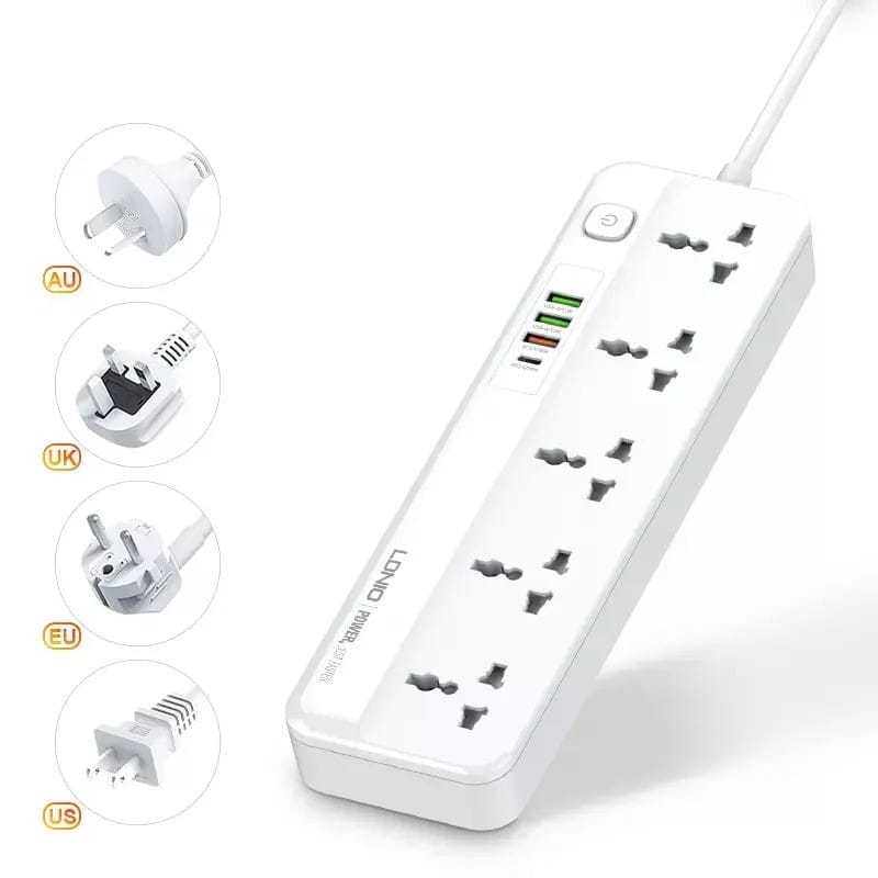 LDNIO SC5415 Multi Function Power Strip 5 Power Sockets +1PD 20W+1QC 18W+2 AUTO-ID