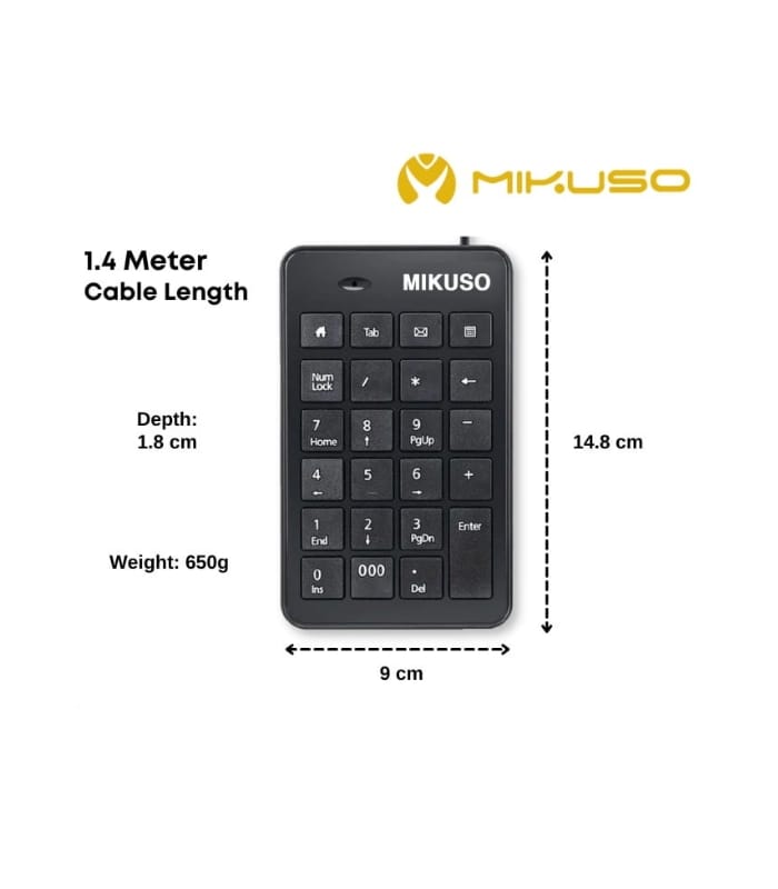 MIKUSO KB-047U 23 Keys Slim Wired USB Number Pad for Office
