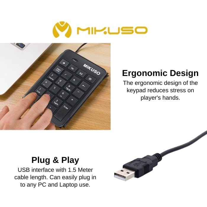 MIKUSO KB-047U 23 Keys Slim Wired USB Number Pad for Office