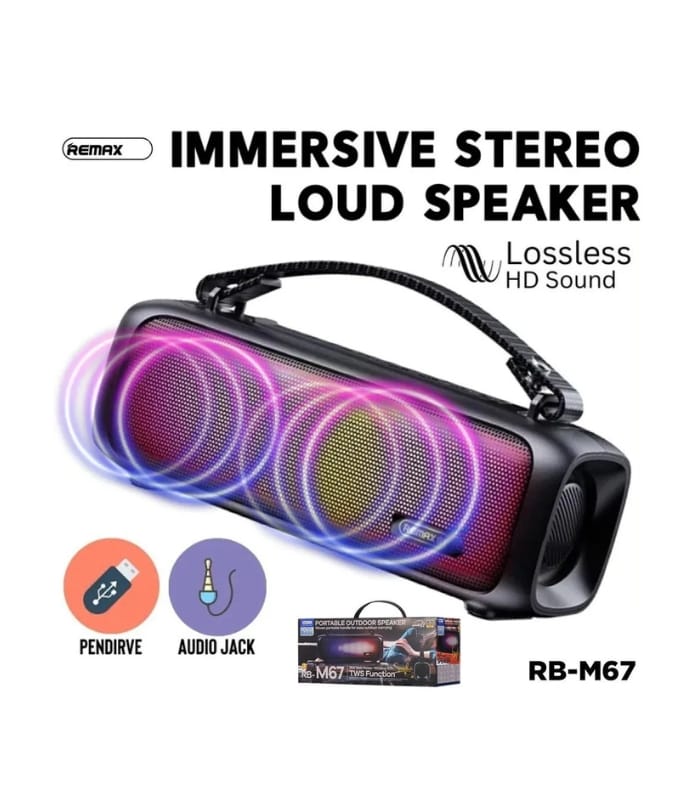 Remax Rb-M67 Portable Super Bass Wireless Speaker With Rgb Lights