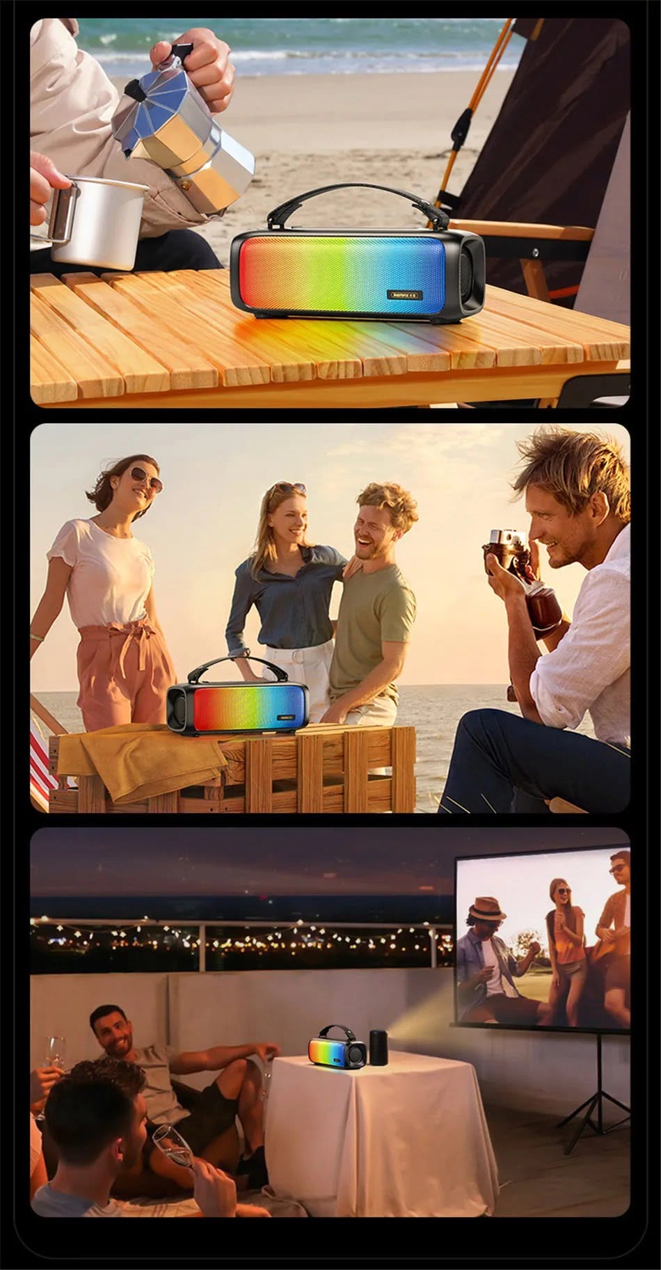 Remax Rb-M67 Portable Super Bass Wireless Speaker With Rgb Lights