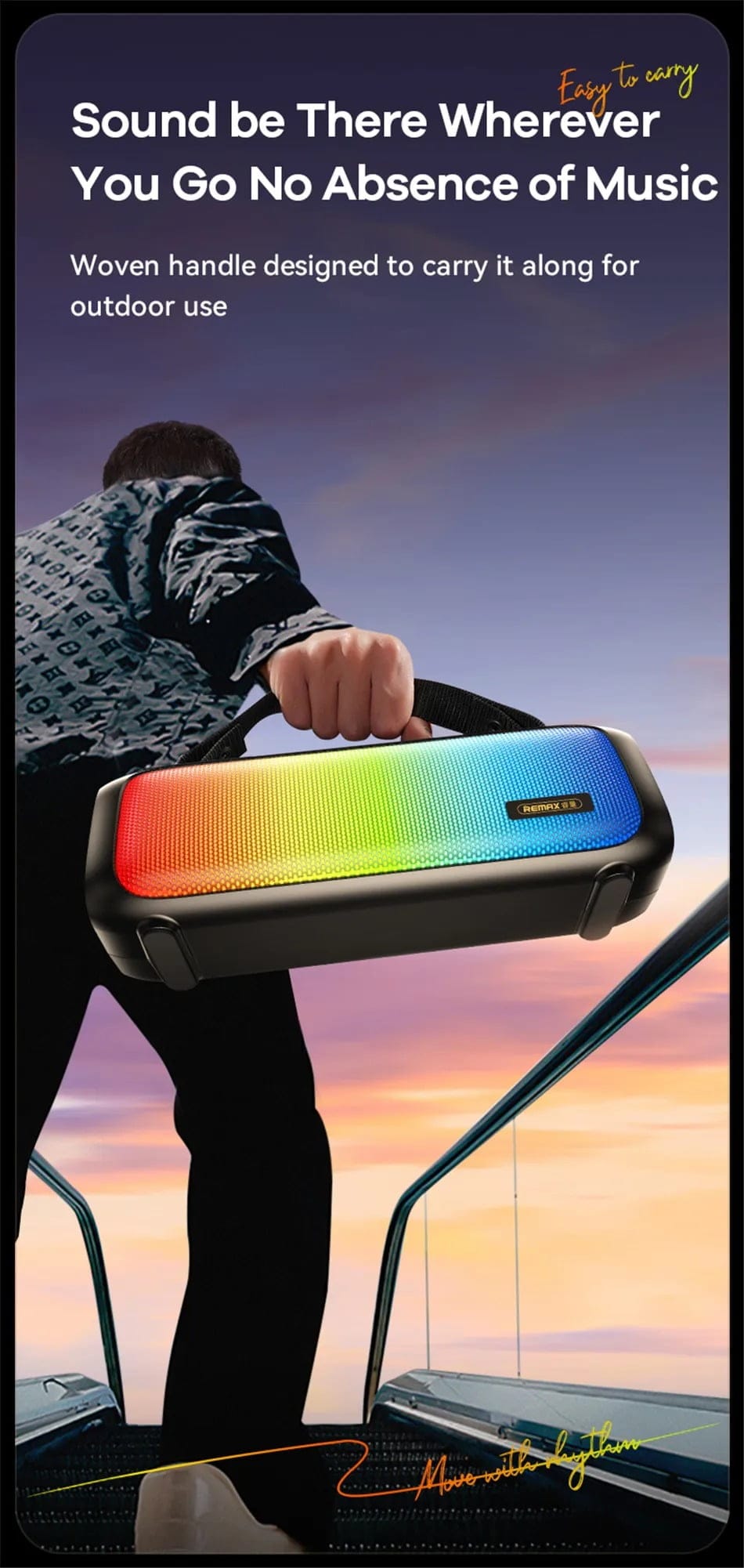 Remax Rb-M67 Portable Super Bass Wireless Speaker With Rgb Lights