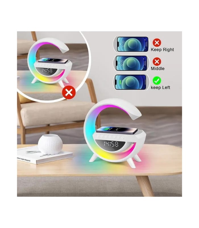 Smart LED Wireless charging G Alarm Clock Rechargeable Speaker 3401