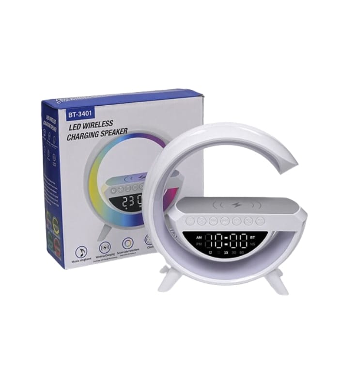 Smart LED Wireless charging G Alarm Clock Rechargeable Speaker 3401