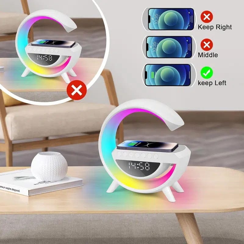 Smart LED Wireless charging G Alarm Clock Rechargeable Speaker 3401