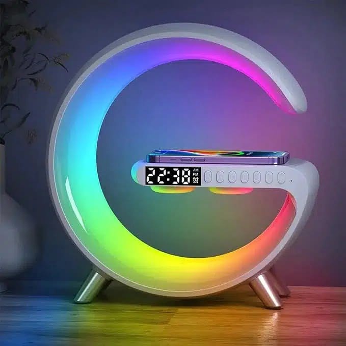 Smart LED Wireless charging G Alarm Clock Rechargeable Speaker 3401