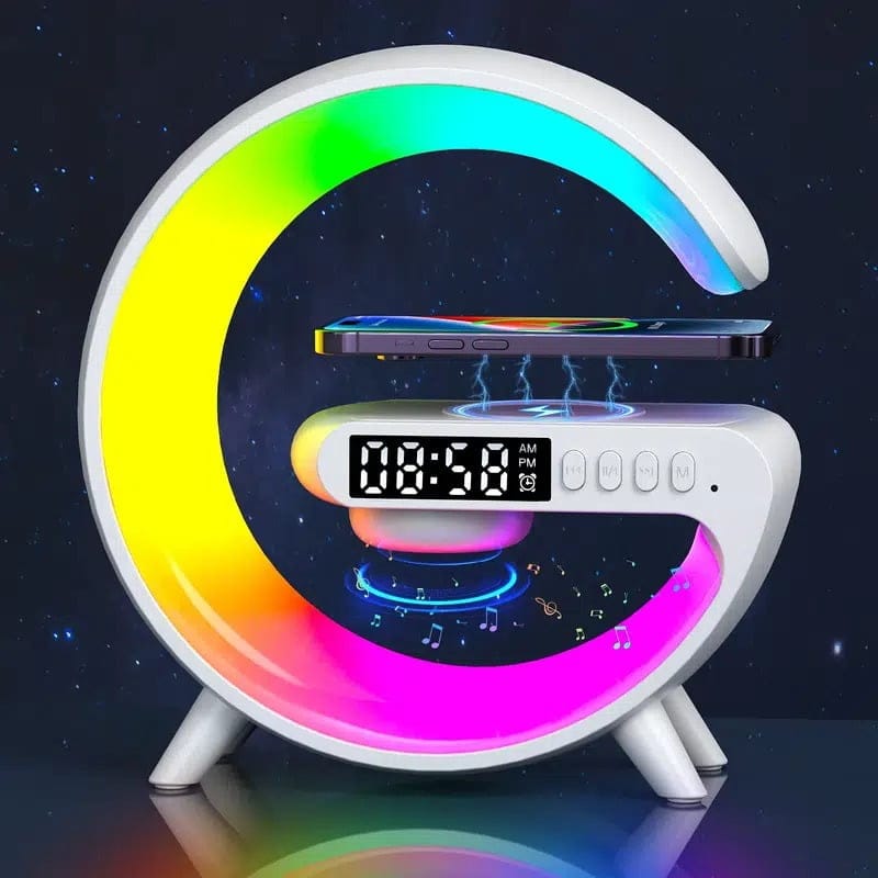 Smart LED Wireless charging G Alarm Clock Rechargeable Speaker 3401