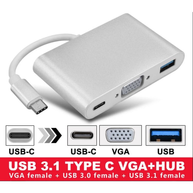 Type c to 3 in 1 VGA,Type C,USB 3.1