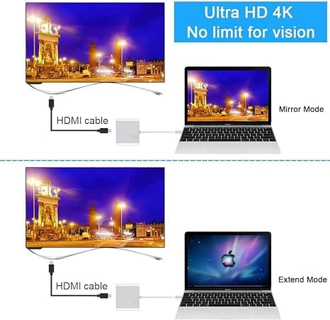 USB C to HDMI Multiport Adapter,3-in-1 Type-C Hub