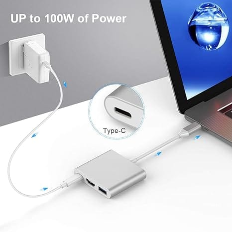 USB C to HDMI Multiport Adapter,3-in-1 Type-C Hub