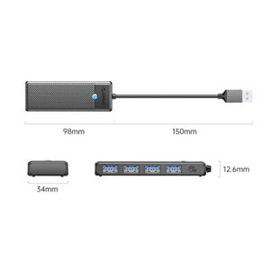 Orico USB Hub 3.0 4 Ports PAPW4A-U3-015-BK-EP-565