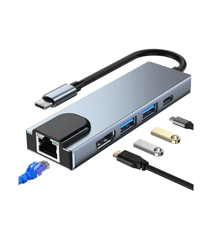 6 In 1 Multiport Type C To USB C 4K HDMI Adapter USB HUB Speed X