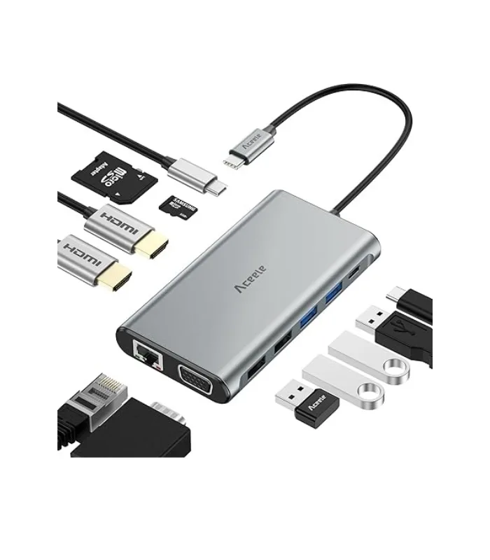 _Aceele Docking Station 2 HDMI, 12 in 1 USB C Hub with Dual HDMI 4K (1) Aceele Docking Station 2 HDMI, 12 in 1 USB C Hub with Dual HDMI 4K