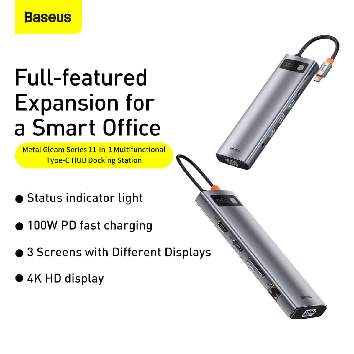 Baseus Metal Gleam Series 11-in-1 Multifunctional Type-C HUB