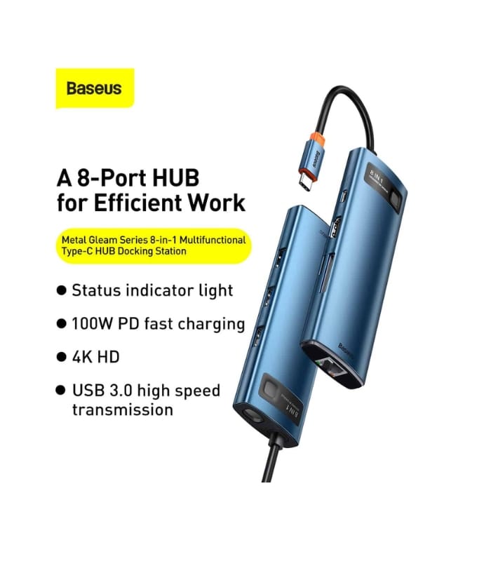 Baseus Metal Gleam Series 8-in-1 Multifunctional Type-C HUB