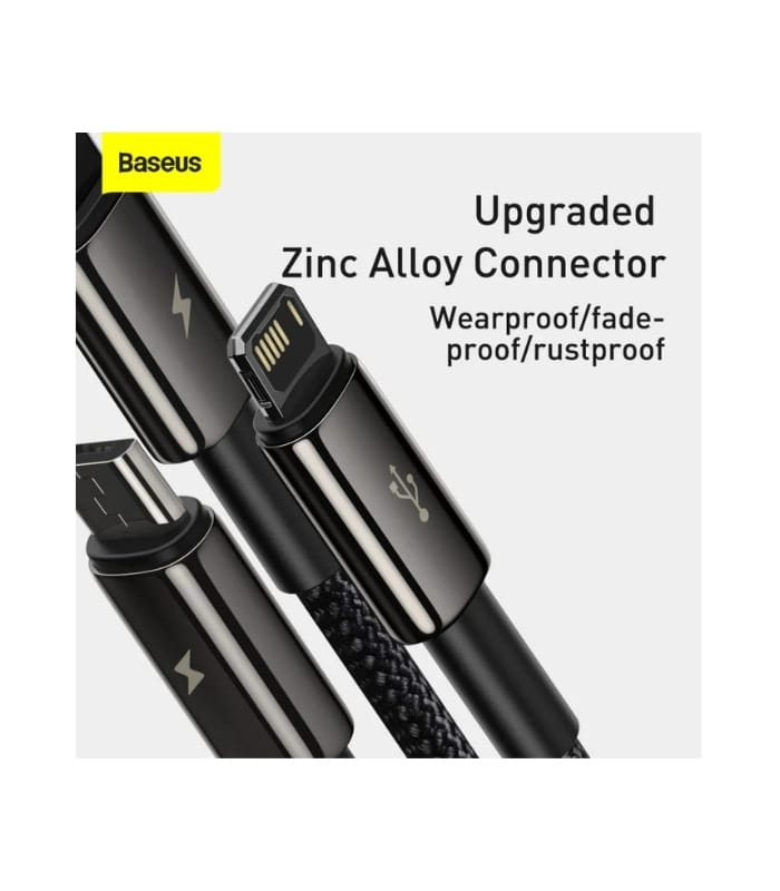 Baseus Rapid Series 3-in-1 Fast Charging Data Cable Type-C to M+L+C PD 20W 1.5M – Black