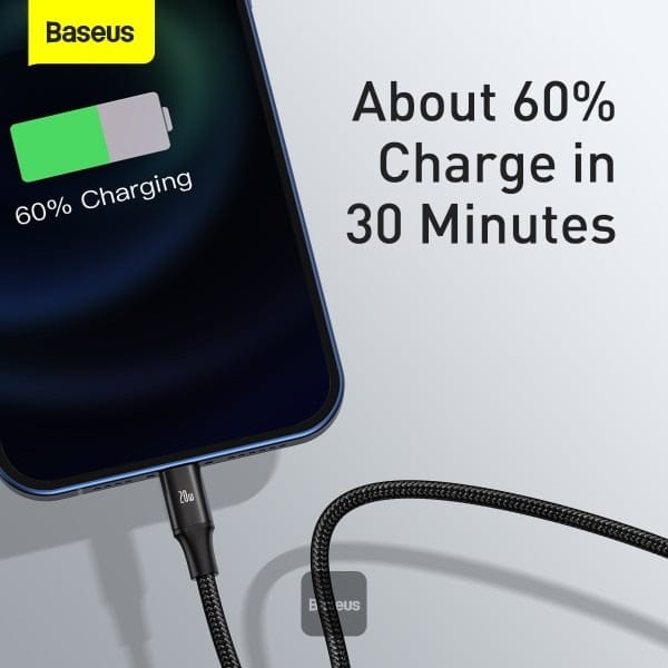 Baseus Rapid Series 3-in-1 Fast Charging Data Cable Type-C to M+L+C PD 20W 1.5M – Black