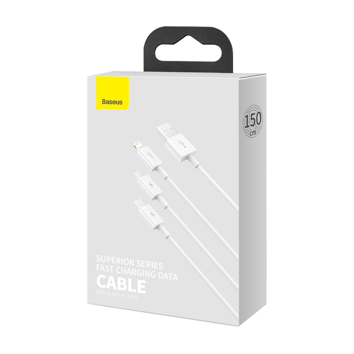 Baseus Superior Series Fast Charging Data Cable USB to M+L+C 3.5A 1.5m White