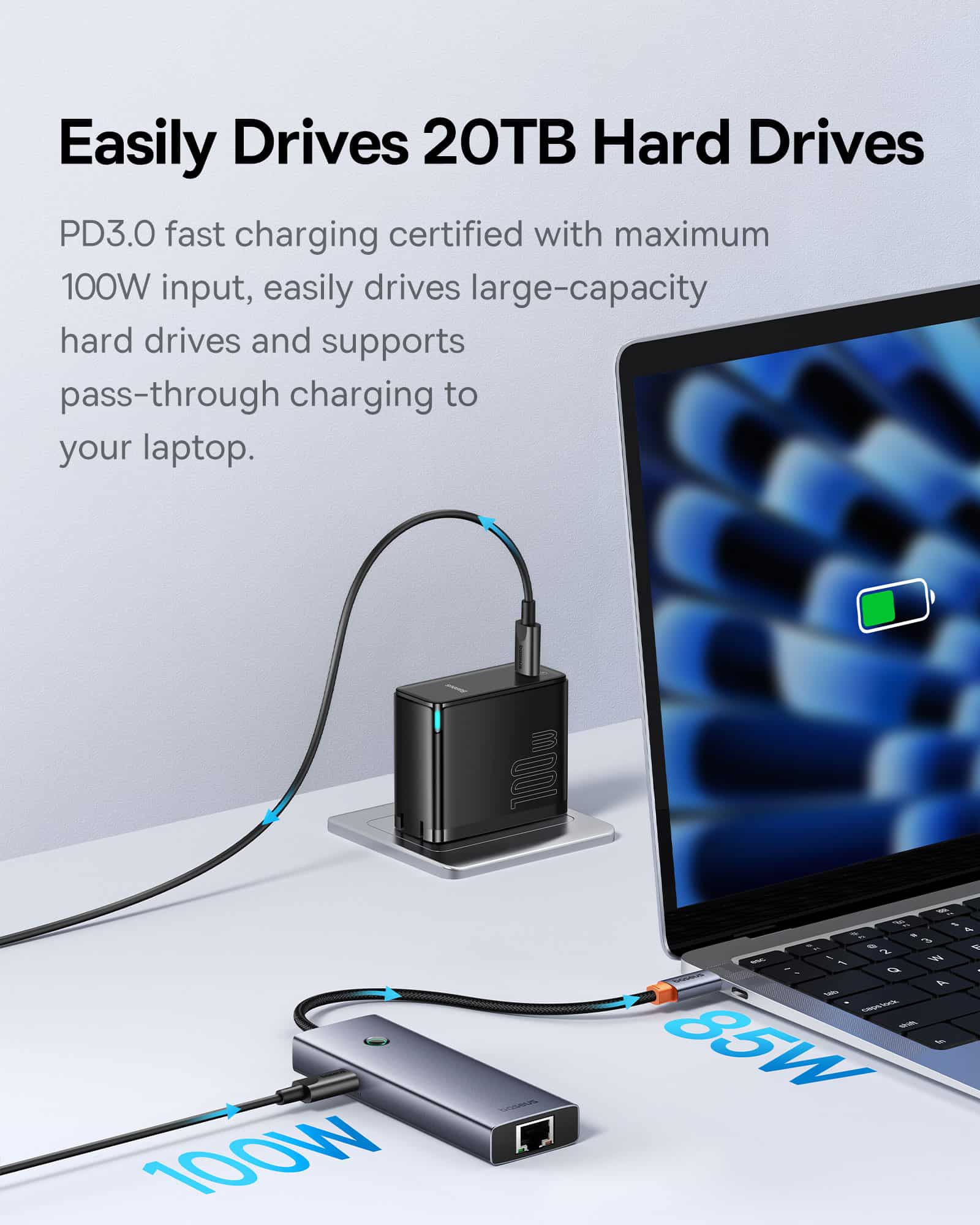 Input Port: Type-C USB3.0: 5Gbps (Max.) HDMI: 4K@60Hz (Max.) VGA: 1080P@60Hz (Max.) PD: 100W (Max.) Input: 5V-3A; 9V-3A; 15V-3A; 20V-5A Output: 5V=0.9A Operating System: Windows, Apple OS, Linux, Vista