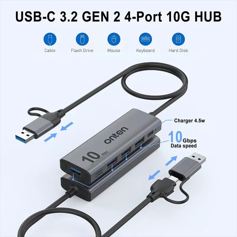 Onten OTN-UCA611 10Gbps USB C Hub,USB C to USB C A Adapter