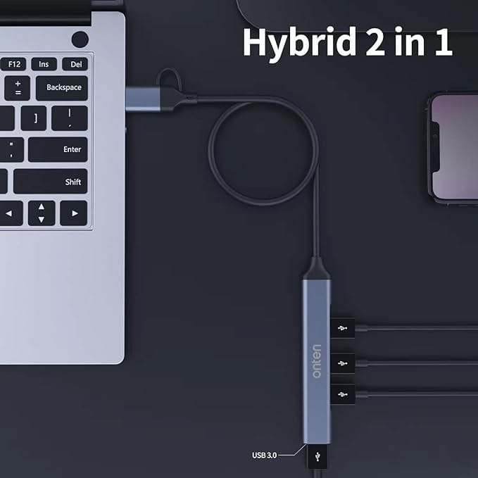 Onten USB+Type C To 4-Port USB Hub UCA9701