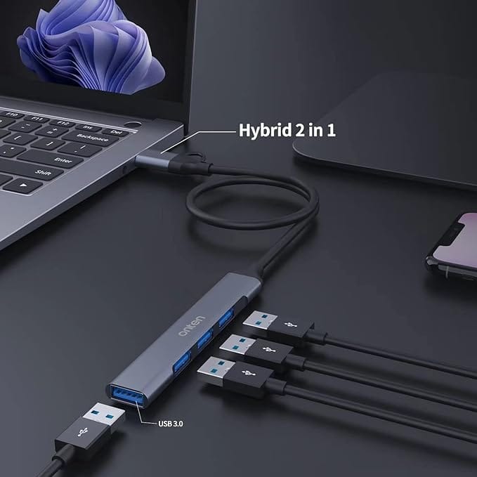Onten USB+Type C To 4-Port USB Hub UCA9701