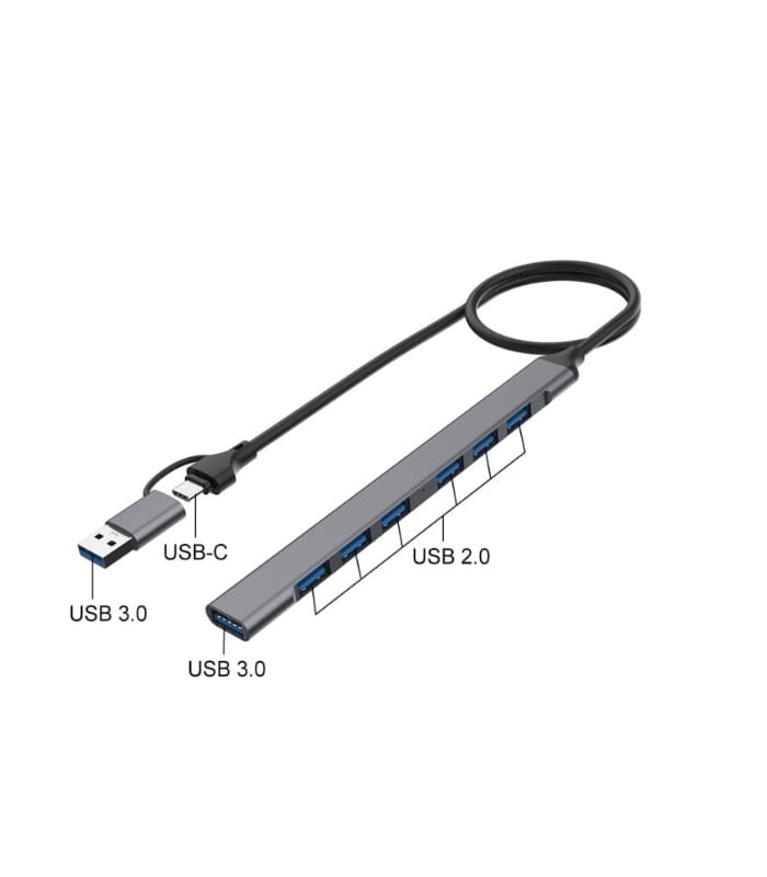 Onten USB+Type C To 7-Port USB Hub UCA9702