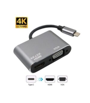 2 in 1 Converter USB C to HDMI + VGA Adapter
