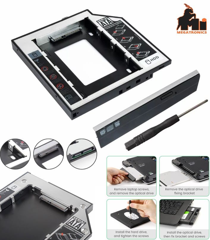 2nd Secend HDD Caddy 9.5mm 12.7mm SATA 3.0 2.5 HHDSSD Case