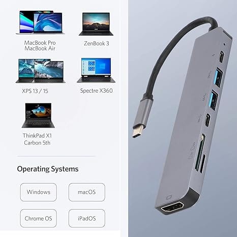 7In1 USB C Hub Adapter to 4K HDMI Hub +USB+PD Multifunction Adapter