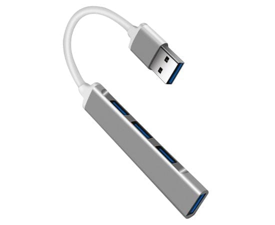 Aluminium Shell Portable 4 Ports USB 3.0 Adapter