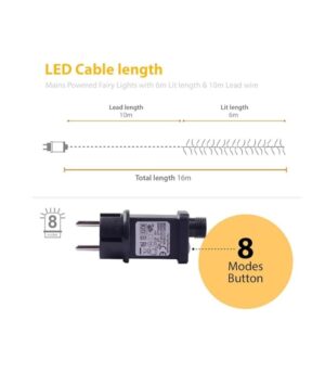 Ansio Fairy Lights Outdoor Indoor 6 m 480 LED Cluster Fairy Lights Christmas Tree Lights Power for Christmas