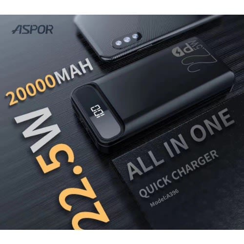Aspor A396 PD 20000 mAh Fast Charging Power Bank
