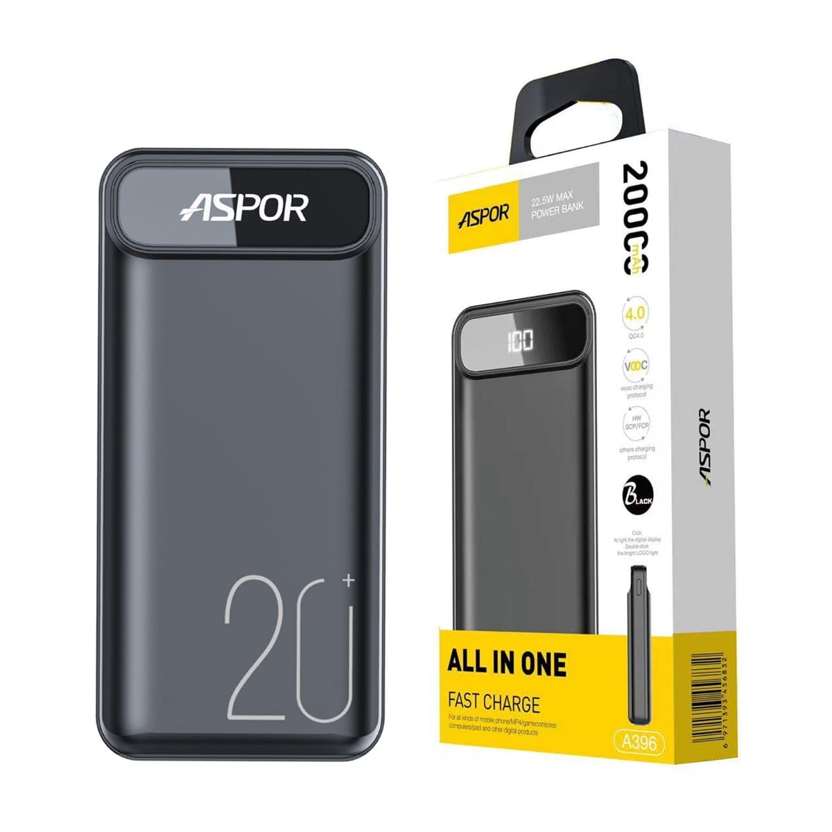 Aspor A396 PD 20000 mAh Fast Charging Power Bank