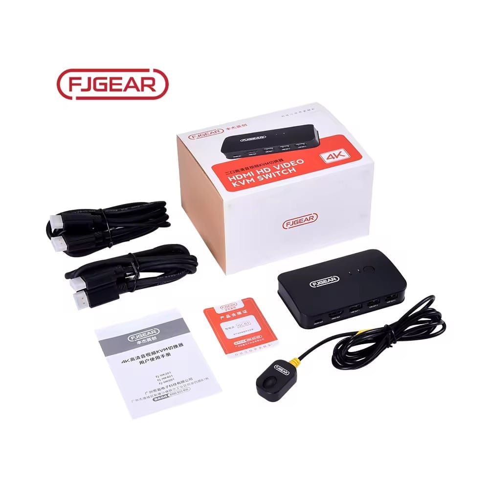 FJGEAR Black Switch Hd Video Switch Hdmi Kvm Sd+usb+ USB HDMI OUTPUT 2 4PORT