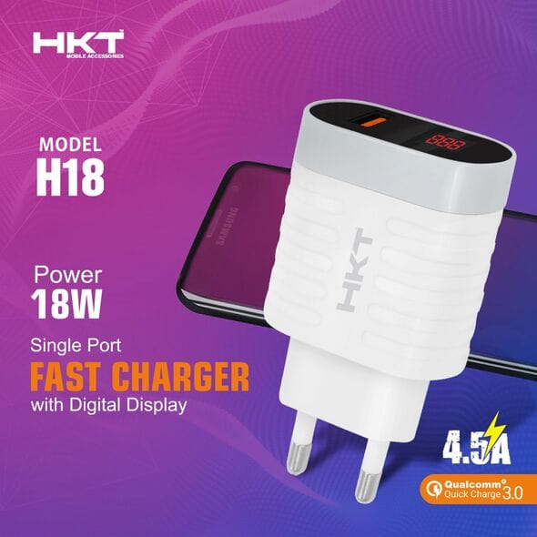 HKT Hot Selling Digital Display 18W 4.5A Fast Charger