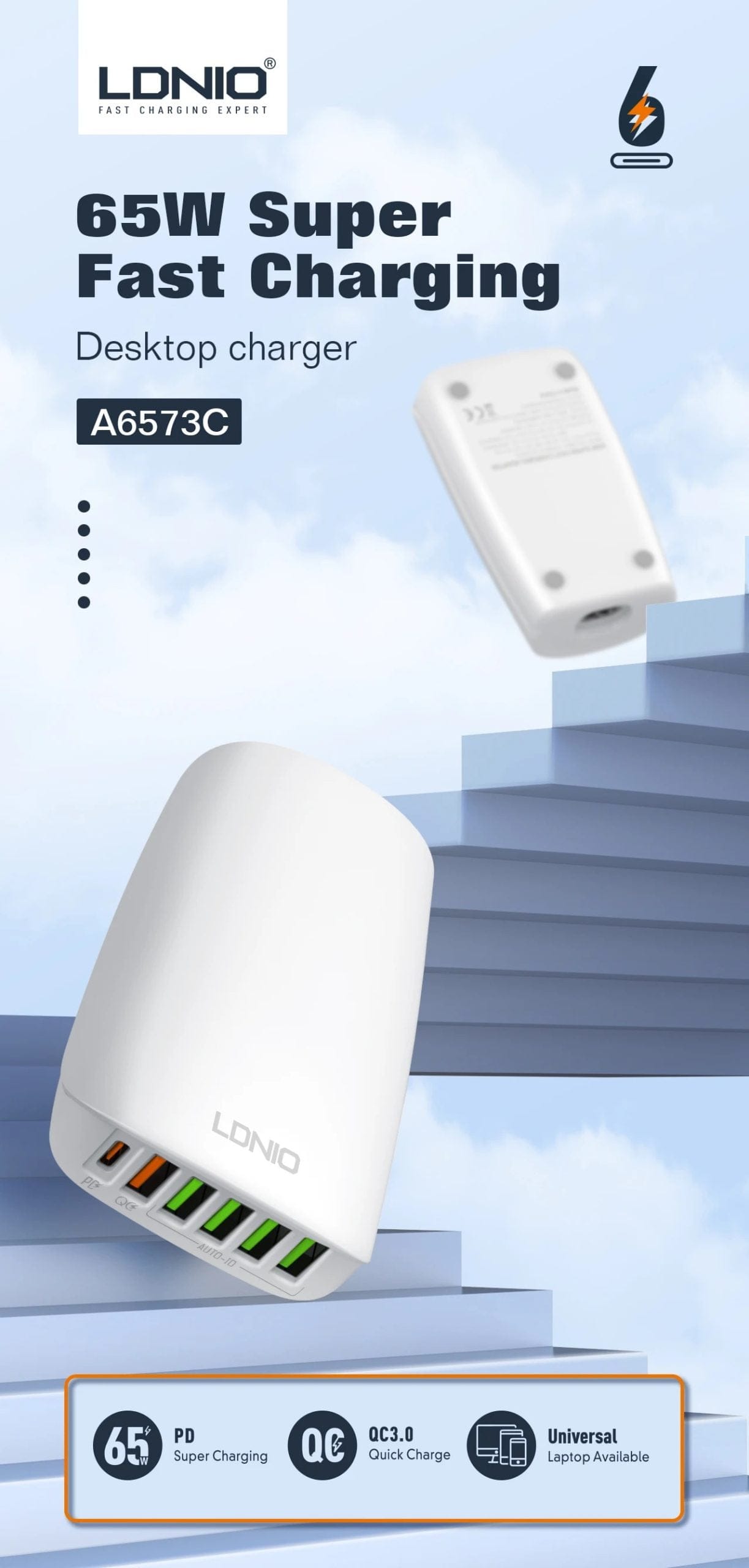 Ldnio A6573C 65W Multi-ports Desktop Charging Station