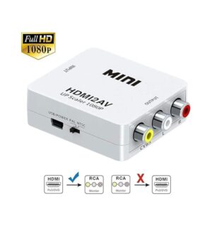 Mini HDMI 2AV Up Scaler 1080P HD Video Converter Media Streaming Device, White