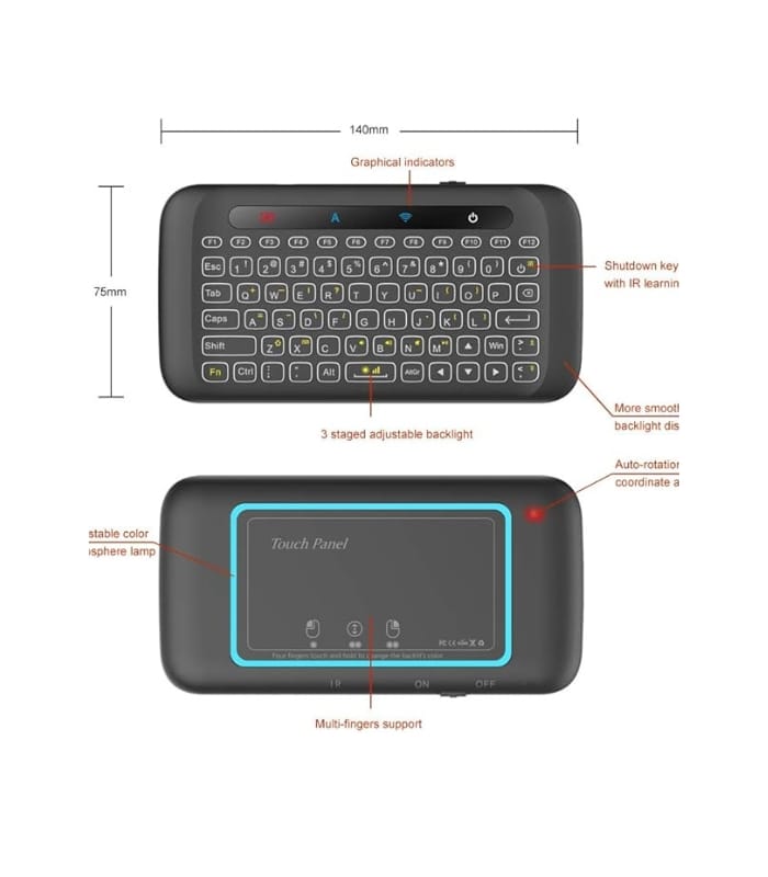 Mini Wireless Keyboard,H20 Mini Keyboard with Touchpad (1) Mini Wireless Keyboard,H20 Mini Keyboard with Touchpad