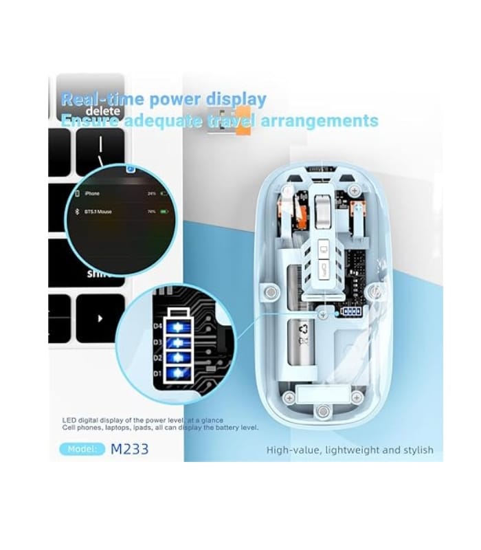 _Mouse BT Wireless M233,Transparent Magnetic Mouse 2.4G Rechargeable for PC Rechargeable (1) Mouse BT Wireless M233,Transparent Magnetic Mouse 2.4G Rechargeable for PC Rechargeable