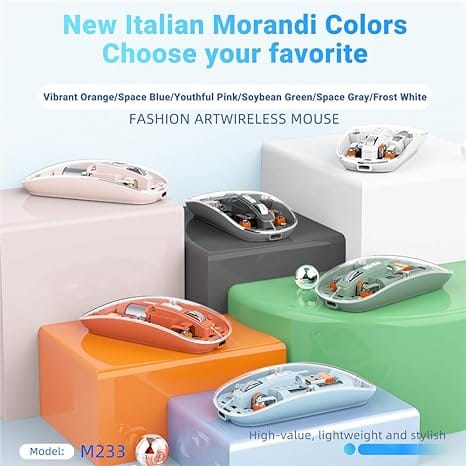 Mouse BT Wireless M233,Transparent Magnetic Mouse 2.4G Rechargeable for PC Rechargeable