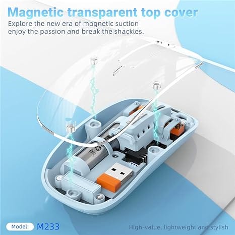 Mouse BT Wireless M233,Transparent Magnetic Mouse 2.4G Rechargeable for PC Rechargeable